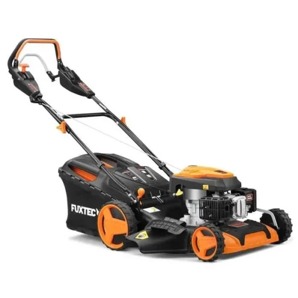Tondeuse thermique autotractée à vitesse réglable 51cm 196cm3 – FUXTEC FX-RM5196PRO – Éjection bac 60L, latérale ou mulching